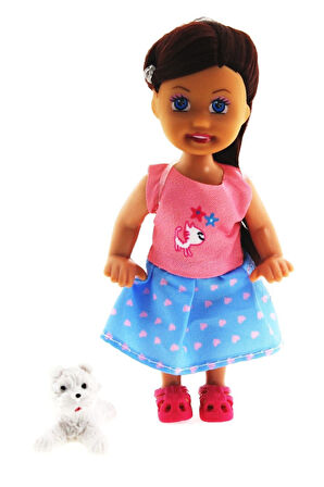 Erkek Çocuk Oyuncak Cute Girl Beyaz Köpekli ve Kumral Mini Bebek Kız Çocuk Eğitici Oyuncaklar