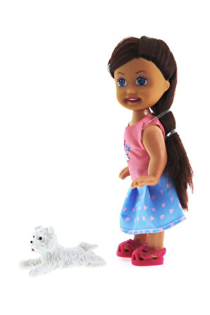 Erkek Çocuk Oyuncak Cute Girl Beyaz Köpekli ve Kumral Mini Bebek Kız Çocuk Eğitici Oyuncaklar