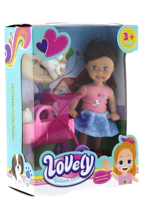 Erkek Çocuk Oyuncak Lovely Mini Bebek Pembe Sepetli Evcil Hayvanlı Oyun Seti Kız Çocuk Eğitici Oyunc