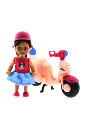 Erkek Çocuk Oyuncak Cute Doll Mini Bebek ve Pembe Vespa Kız Çocuk Eğitici Oyuncaklar