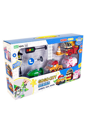 Erkek Çocuk Oyuncak POLI ZR-913 Robocar Poli Gogo City Seri Ambar,Roy,Mark Oyun Seti Kız Çocuk Eğiti