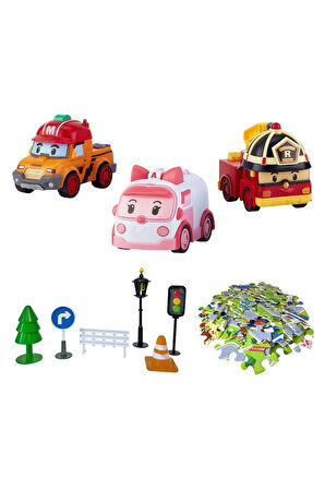 Erkek Çocuk Oyuncak POLI ZR-913 Robocar Poli Gogo City Seri Ambar,Roy,Mark Oyun Seti Kız Çocuk Eğiti