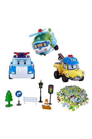 Erkek Çocuk Oyuncak POLI-ZR-912 Robocar Poli Gogo City Seri Poli Burky Helly Oyun Seti Kız Çocuk Eği