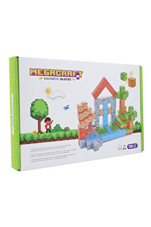 Erkek Çocuk Oyuncak Megacraft Orman ve Ev Temalı Mıknatıslı Bloklar 119 Parça Kız Çocuk Eğitici Oyun