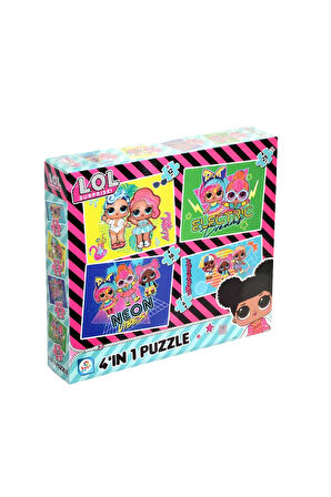 Erkek Çocuk Oyuncak LOL7627 Laço Kids L.O.L. 4'ü1 Kutuda Puzzle / 6+12+16+25 Parça Puzzle Kız Çocuk
