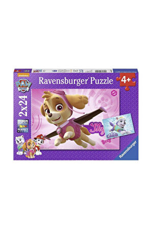 Erkek Çocuk Oyuncak 91522 Paw Patrol Skye ve Everest 2x24 parça Ravensburger Puzzle Kız Çocuk Eğitic