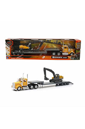 Erkek Çocuk Oyuncak 1:43 Long Haul Kenworth Taşıyıcı Tır ve Ekskavatör Kız Çocuk Eğitici Oyuncaklar