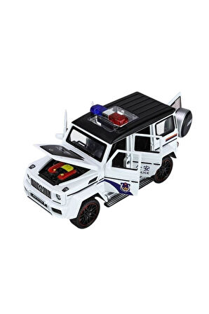 Erkek Çocuk Oyuncak XHD-B2433 -Vardem Çek Bırak Işıklı ve Sesli G Polis Metal Jeep 1:24 Kız Çocuk Eğ