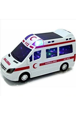 Çocuk Gelişim Oyuncaklar 5d Işıklı Çarp Dön Sensörlü Ambulans ( Müzikli ) Kız Erkek Çocuk Oyuncak
