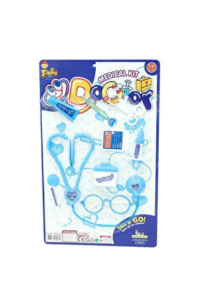 Çocuk Gelişim Oyuncaklar Kartela Oyuncak Doktor Oyun Seti 10 Parça Mavi Kız Erkek Çocuk Oyuncak