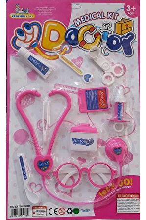 Çocuk Gelişim Oyuncaklar Oyuncak Doktor Seti 10'lu Pembe Kız Cocuk Erkek Cocuk Oyuncak Egitici Oyunc