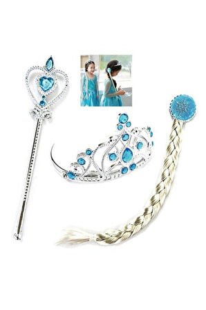 Çocuk Gelişim Oyuncaklar Frozen Elsa Peruğu Seti Elsa Peruk Saç + Taç + Asa Kız Erkek Çocuk Oyuncak