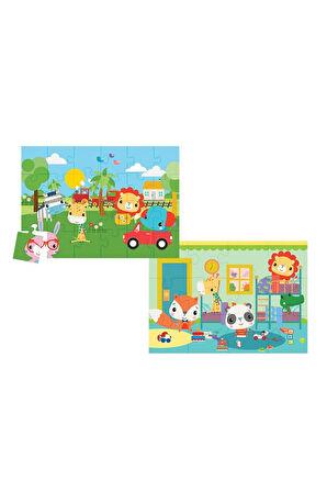 Erkek Çocuk Oyuncak 13406 KS Baby Puzzle - Railway & Bedtime / 12+24 Parça Puzzle / +4 yaş Kız Çocuk