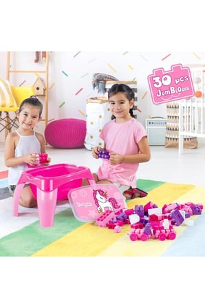 Erkek Çocuk Oyuncak 2598 Unicorn Aktivite Masası 30 Parça Blok Seti ile Kız Çocuk Eğitici Oyuncaklar