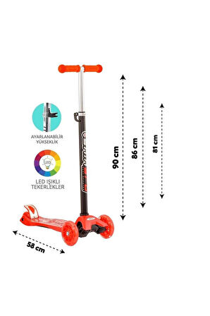 Erkek Çocuk Oyuncak Torutoys Kırmızı Twist Işıklı Scooter Kırmızı Kız Çocuk Eğitici Oyuncaklar