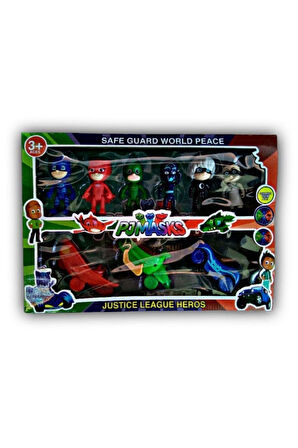 Çocuk Gelişim Oyuncaklar Oyuncak Pjmasks Arabalı Figür Seti 9 Parça Oyuncak Pijamaskeliler Karakter