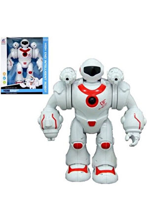 Erkek Çocuk Oyuncak Füze Atan Sesli ve Işıklı Robot Kırmızı-Beyaz Kız Çocuk Eğitici Oyuncaklar