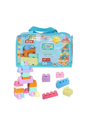 Erkek Çocuk Oyuncak 2915 Play Blox Pastel Blok Yapı Oyuncakları 56 Parça ,Saklama Çantalı ,1 Yaş ve