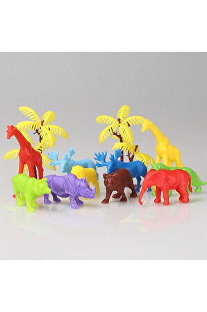 Erkek Çocuk Oyuncak 669 Toy Play 12 Parça Renkli Mini Vahşi Hayvanlar Figür Seti 4-6cm Kız Çocuk Eği