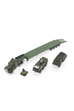 Erkek Çocuk Oyuncak Tır ve Panzerli Metal Askeri Araç Seti Kız Çocuk Eğitici Oyuncaklar