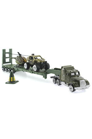 Erkek Çocuk Oyuncak Tır Arazi Aracı ve Helikopterli Metal Askeri Araç Seti Kız Çocuk Eğitici Oyuncak