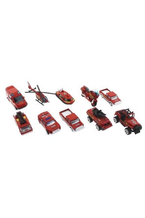 Erkek Çocuk Oyuncak 10'lu Die Cast Metal İtfaiye Araçları Seti Kız Çocuk Eğitici Oyuncaklar