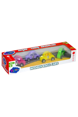 Erkek Çocuk Oyuncak Playwood Ahşap Yarış Arabası 4'lü Paket Kız Çocuk Eğitici Oyuncaklar