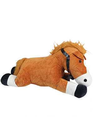 Erkek Çocuk Oyuncak Peluş Yatan Kahverengi At 75cm. Kız Çocuk Eğitici Oyuncaklar