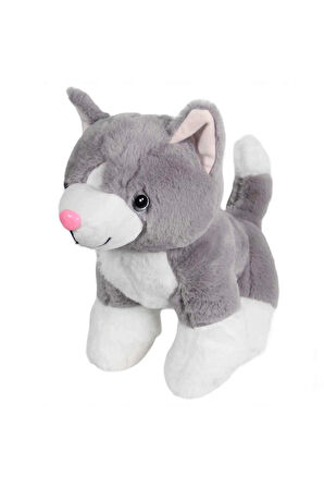 Erkek Çocuk Oyuncak Kedi Peluş Gri 36cm Kız Çocuk Eğitici Oyuncaklar