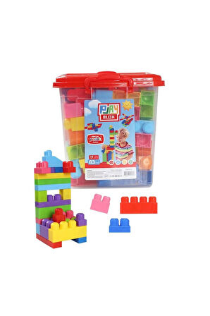 Erkek Çocuk Oyuncak Play Blox Yapı Oyuncakları 83 Parça Kovalı Parlak Renkler Mega Blok Seti 3073 Kı