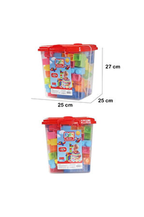 Erkek Çocuk Oyuncak Play Blox Yapı Oyuncakları 83 Parça Kovalı Parlak Renkler Mega Blok Seti 3073 Kı