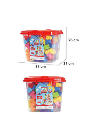 Erkek Çocuk Oyuncak Play Blox Yapı Oyuncakları 107 Parça Kovalı Parlak Renkler Mega Blok Seti 3103 K