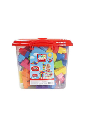 Erkek Çocuk Oyuncak Play Blox Yapı Oyuncakları 107 Parça Kovalı Parlak Renkler Mega Blok Seti 3103 K