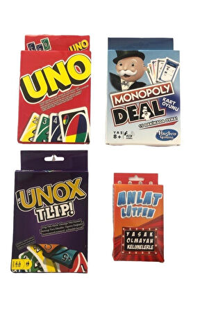 Çocuk Gelişim Oyuncaklar Uno Kart Monopoly Deal Unox Tlip Anlat Lütfen 4lü Set Alışverişdevi Kız Erk