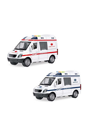 Erkek Çocuk Oyuncak 1:16 Sürtmeli Sesli Işıklı Ambulans Ve Polis Arabası Kız Çocuk Eğitici Oyuncakla