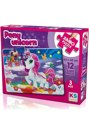 Erkek Çocuk Oyuncak KS Games Pony Unicorn 12 Parça Jumbo Boy Puzzle Kız Çocuk Eğitici Oyuncaklar