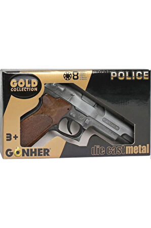 Erkek Çocuk Oyuncak Gonher 8'li Gri Metal Polis Koleksiyon Mantar Tabancası Kız Çocuk Eğitici Oyunca