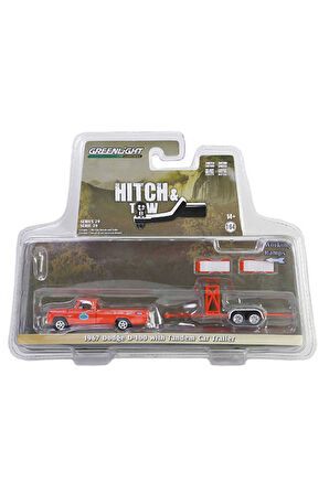 Erkek Çocuk Oyuncak Greenlight 1:64 1967 Dodge D-100 with Tandem Car Trailer Kız Çocuk Eğitici Oyunc