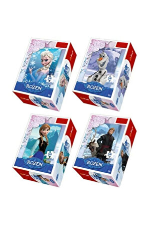 Çocuk Gelişim Oyuncaklar rozen Karlar Ülkesi Mini Puzzle 54 Parçalı 4'lü Set Kız Erkek Çocuk Oyuncak