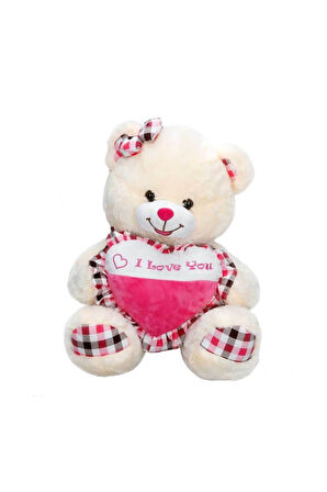 Erkek Çocuk Oyuncak 1019 Kalpli Fiyonklu Peluş Ayı 52cm Kız Çocuk Eğitici Oyuncaklar