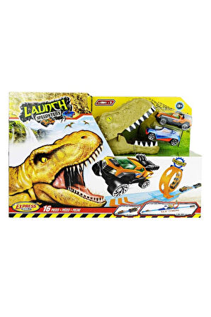 Erkek Çocuk Oyuncak Express Wheels 16 Parça T-Rex Araç ve Yol Oyun Seti Kız Çocuk Eğitici Oyuncaklar