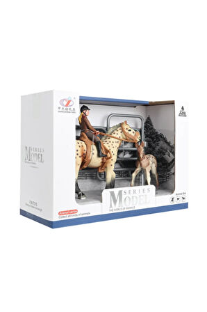 Erkek Çocuk Oyuncak Model Hayvan Seti Jokey At ve Tay Benekli Kız Çocuk Eğitici Oyuncaklar