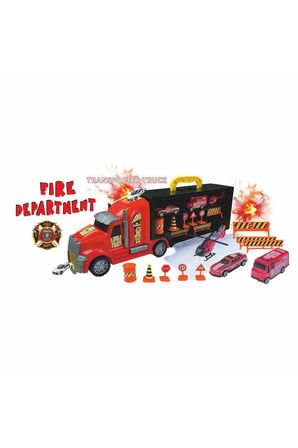 Erkek Çocuk Oyuncak ERN-875 Heroes Toys Çantalı İtfaiye Taşıyıcı Tır Seti Kız Çocuk Eğitici Oyuncakl