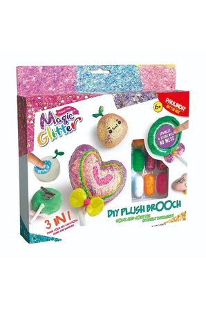 Erkek Çocuk Oyuncak Paulinda Glitter 3n1 DIY Plush Brooch Hobi Set S01095600 Kız Çocuk Eğitici Oyunc