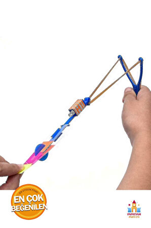 Çocuk Gelişim Oyuncaklar Led Işıklı Eğlenceli Lastikli Uçan Sapan Fırıldak - Parlayan Fırlatmalı Işı