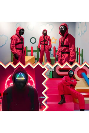 Çocuk Gelişim Oyuncaklar Squıd Game Işıklı Kare-üçgen-yuvarlak Maske 3 Lü Işık Efektli (ışık Fonksiy