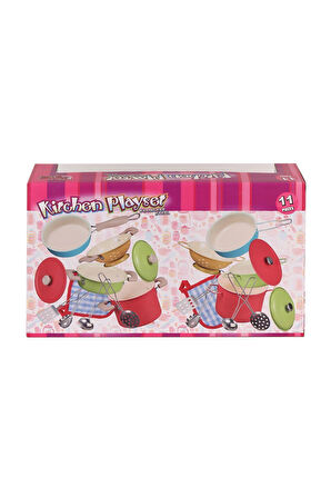 Erkek Çocuk Oyuncak ATF-3815-7A Renkli Emaye Tencere Tava Seti 11 Parça Kız Çocuk Eğitici Oyuncaklar