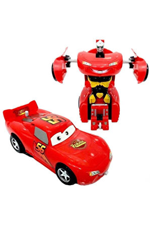 Çocuk Gelişim Oyuncaklar Tek Tuşla Robota Dönüşen Cars Şimşek Mcqueen Çek Bırak Araba Kız Erkek Çocu