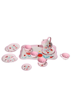 Erkek Çocuk Oyuncak ATF-998A-998B 15 PARÇA ÇİÇEK DESENLİ METAL ÇAY SET Kız Çocuk Eğitici Oyuncaklar