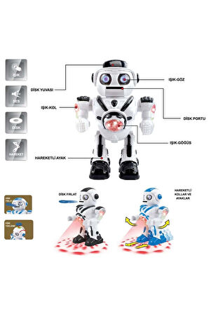 Erkek Çocuk Oyuncak DF-6022 IŞIKLI VE MÜZİKLİ DİSK ATAN UZAYLI ROBOT Kız Çocuk Eğitici Oyuncaklar